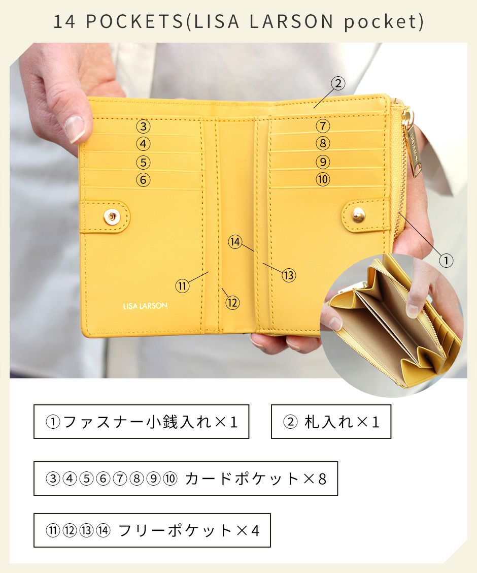 LISA LARSON(リサラーソン)L字ファスナー二つ折り財布 