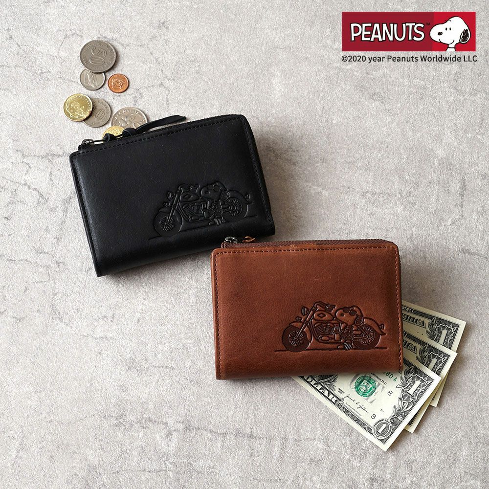 フルーツの窓から覗くスヌーピーの本革財布 No.73532 No.73533 No.73534