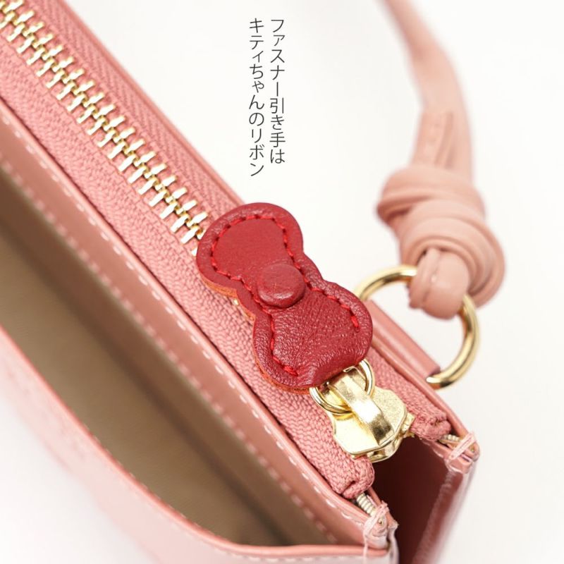 お財布機能のあるスマホジャストなキティちゃんの本革ポシェット