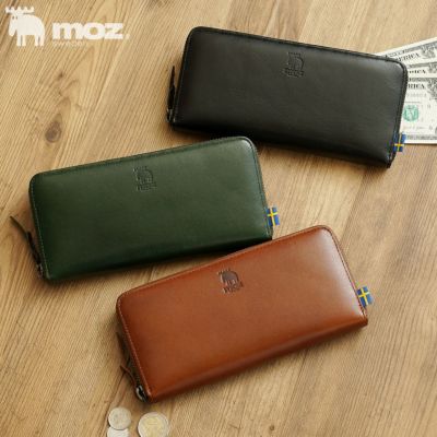 【新品未使用】moz モズ　長財布　本革　グリーン×ナチュラル　箱付　s90 5205main.jpg